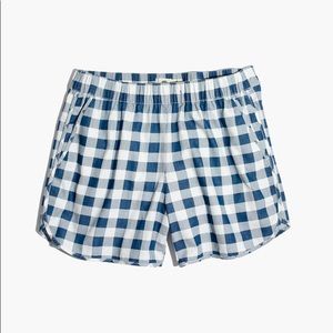Madewell blue gingham pull on shorts